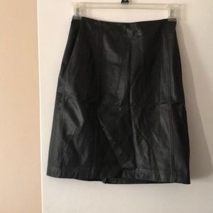 Ann Taylor black leather skirt